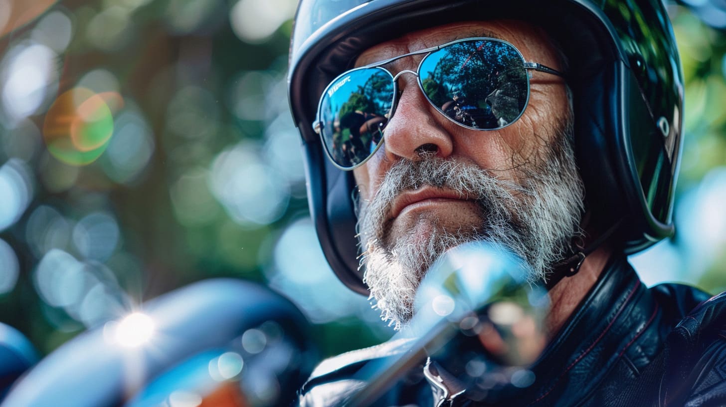 Motorrijden in de zomer A motorcyclist wearing sunglasses with an anti glare c fbe31680 90bd 49aa 94f4 f5357be039f8