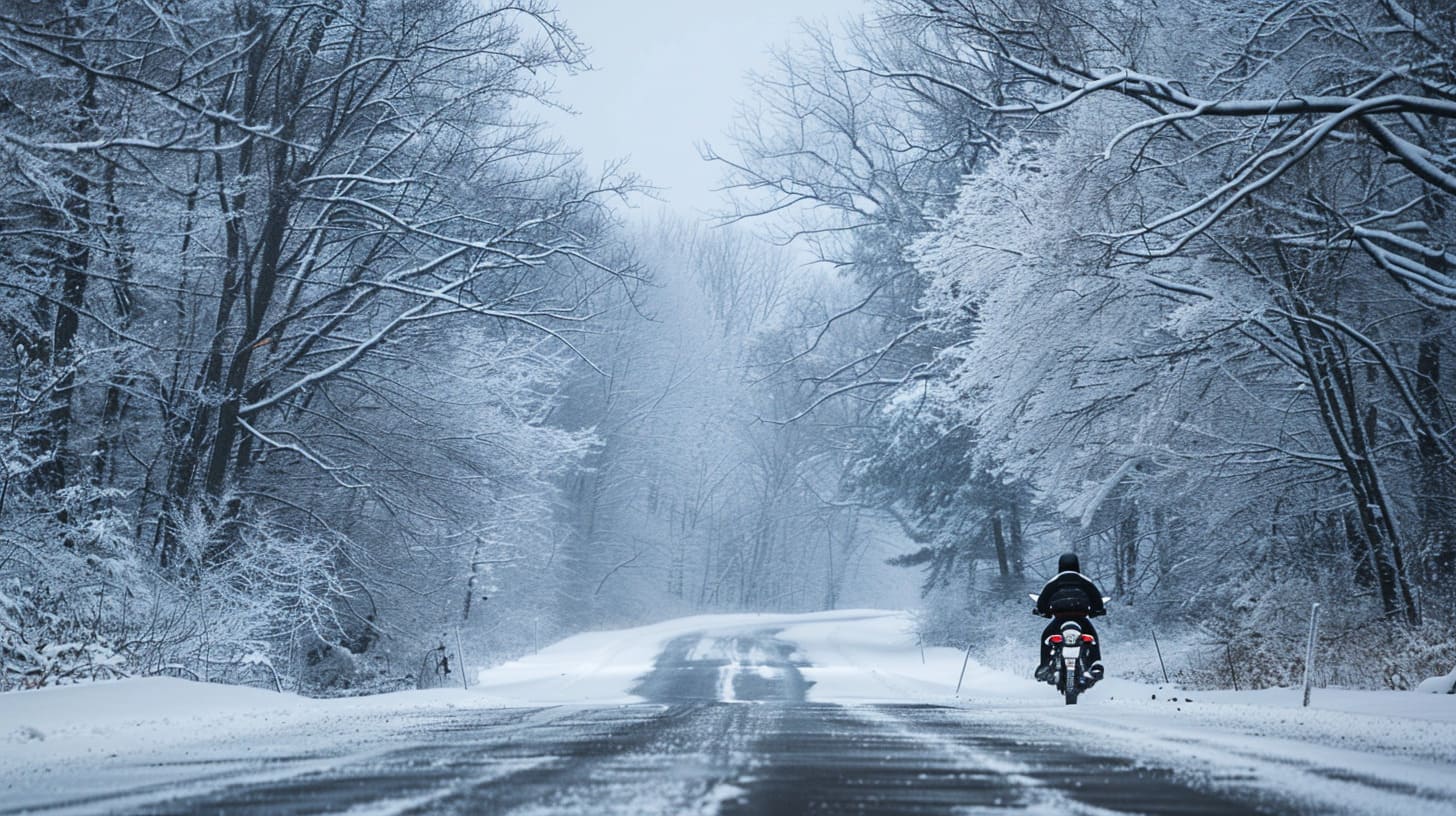 Motorrijder in de winter