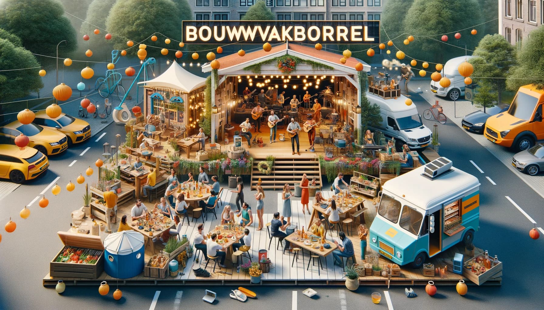 bouwvakborrel event featuring a mix of traditional and modern elements to showcase a blend of culture an